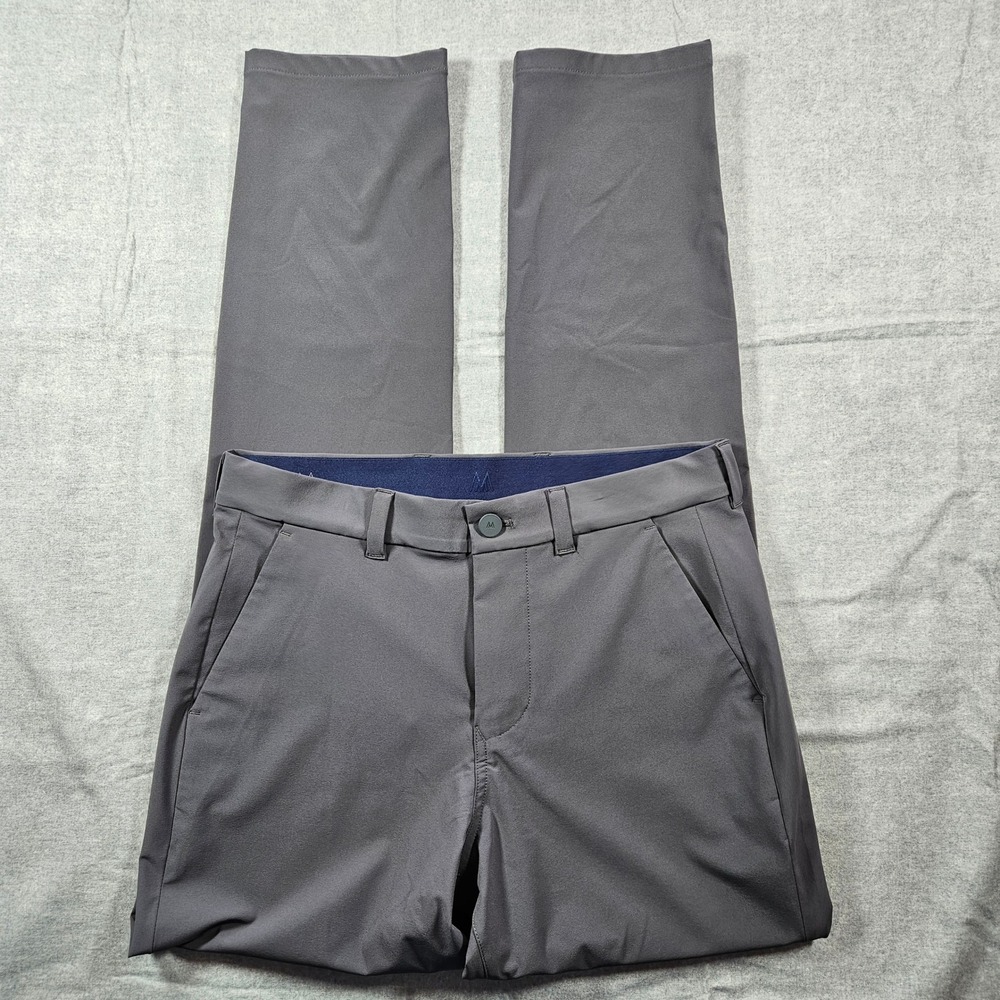 Mizzen+Main Helmsman Slim Chino Pants Mens 30x32 Gray Performance Stretch